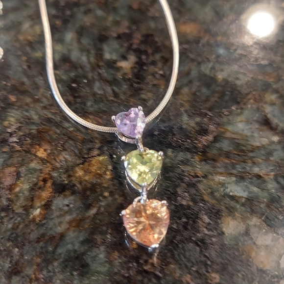 Sterling silver gemstone heart necklace NWOT - Picture 4 of 4